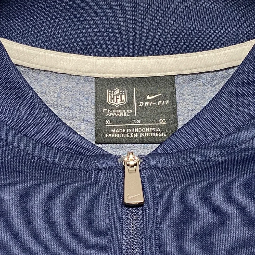 Dallas Cowboys NFL Coaches Nike Jacket Men's XL Navy Grey 1/2 Zip Dri-Fit EUC